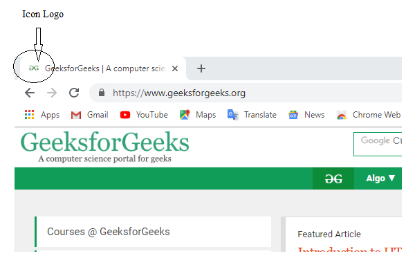 icon logo in title bar using HTML