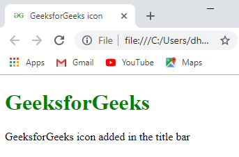 How to add icon logo in title bar using HTML ? - GeeksforGeeks