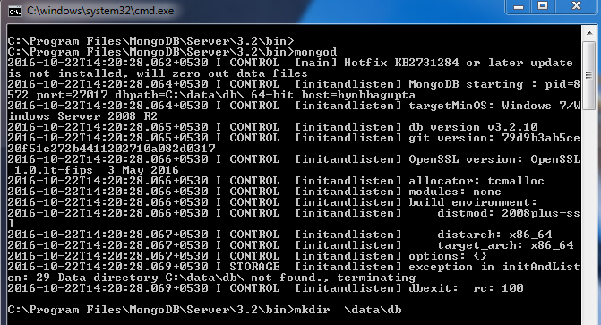 mongodb windows container database location