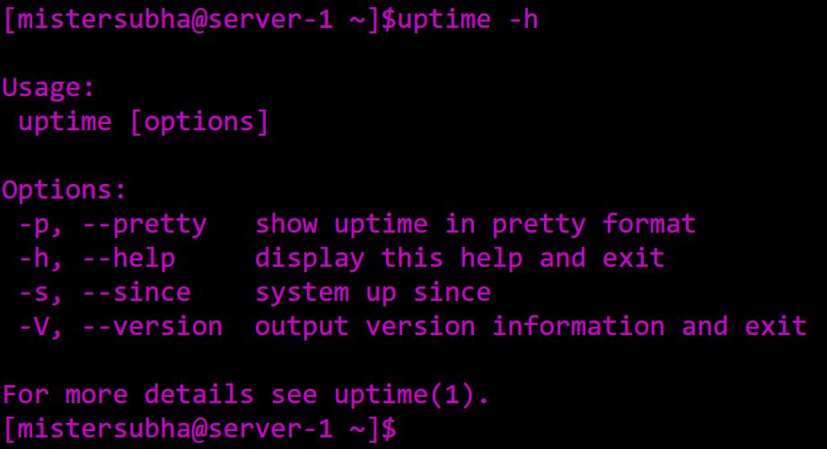 uptime -h