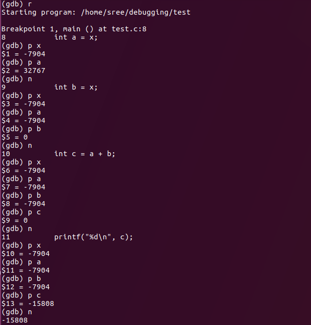 debugging in c programming examples