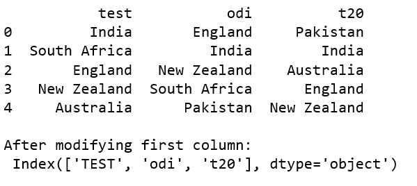 pandas rename column