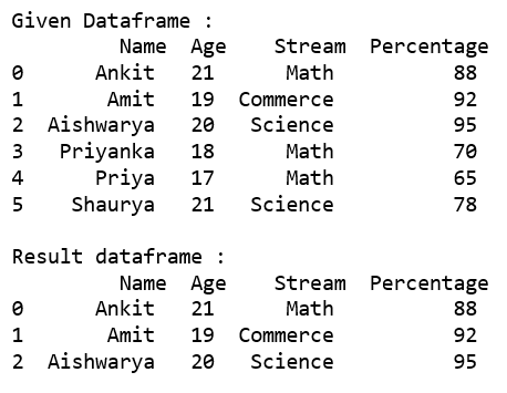 Selecting rows in pandas DataFrame based on conditions GeeksforGeeks