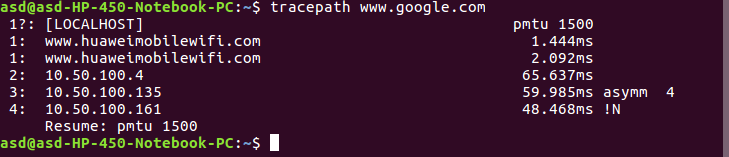 tracepath command