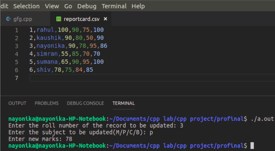 Csv File Management Using C++ - Geeksforgeeks