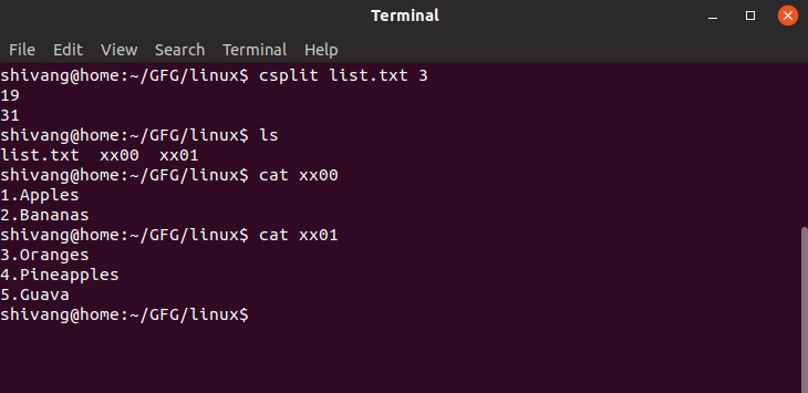 Comando Csplit No Linux Com Exemplos Acervo Lima