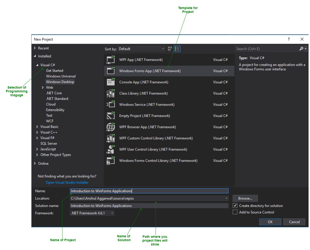 visual studio for mac+c# forms app